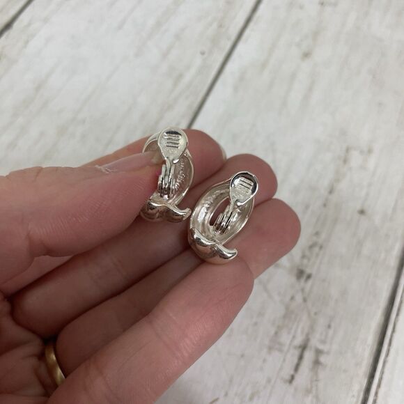 VTG Earrings 4 Pairs - Clip On & Screw back Silver Tone Blue Rhinestone Opal - Picture 10 of 10